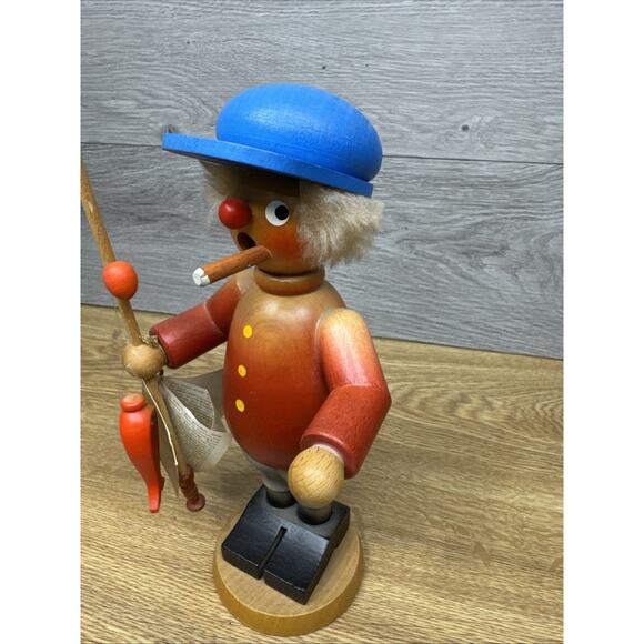 Vtg Holzkunst Christian Ulbricht Fisherman 8.25” Wood German Nutcracker - Picture 7 of 12